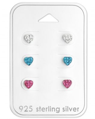 Juego de pendientes de corazón con cristal
