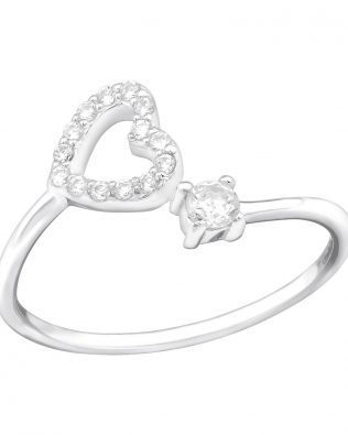 Anillo de corazón de plata con