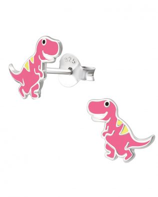 Pendientes de dinosaurio plata para niñas
