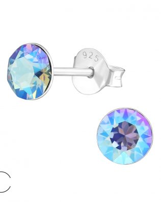 Pendientes redondos plata de ley 925 con cristales de Swarovski