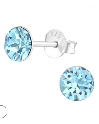 Pendientes redondos plata de ley 925, con cristales de Swarovski