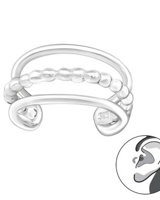 Puño de oreja lisos plateados de plata de ley 925