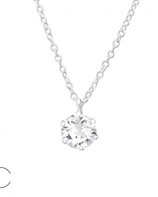 Collares redondo de plata de ley 925 , con cristal de Swarovski