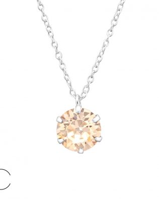 Collares redondo de plata de ley 925 ,con cristal Swarovski