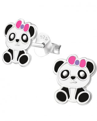 Pendientes de Panda de plata